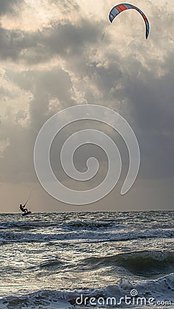 Kiteboarder Jumping the Waves in Gulf of Mexico, Indian Rocks Beach, Florida #2 Stock Photo