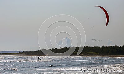 Kiteboarder at Lawrencetown Beach Stock Photo