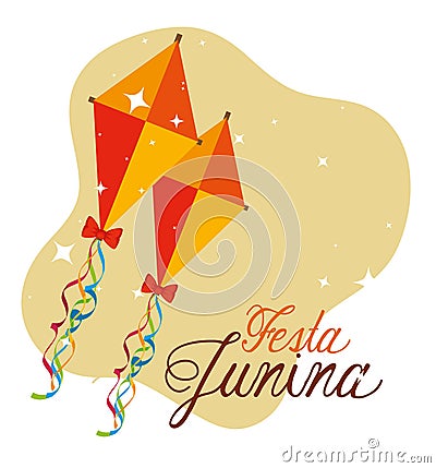 kites decoration to festa junina celebration Cartoon Illustration