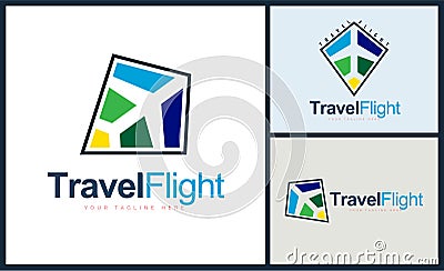 Kites plane Aviation travel flight logo design template for brand or company and other Vector Illustration