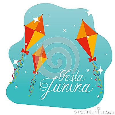 kites traditional decoration to festa junina Cartoon Illustration