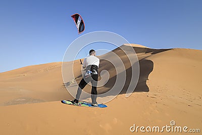 Kitesurf in the desert Stock Photo