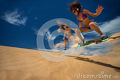 Kitesurf girls Stock Photo