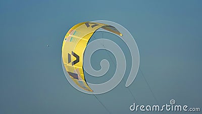 Kitesurf kite against clear sky. Kite flying in air scenic background. Imbros Island. Editorial Stock Photo