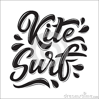 Kitesurfing lettering logo Cartoon Illustration