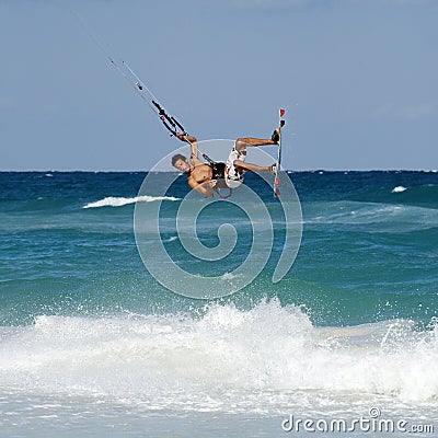 Kitesurfer in the Caribbean Stock Photo