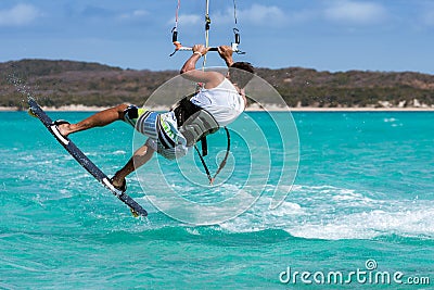 Kitesurfer jumping Stock Photo