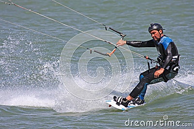Kitesurfer riding at speed Editorial Stock Photo