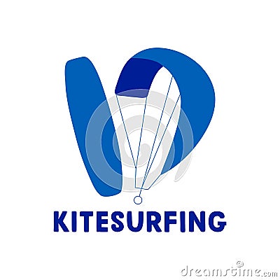 Kitesurfing hand written lettering logo Vector Illustration