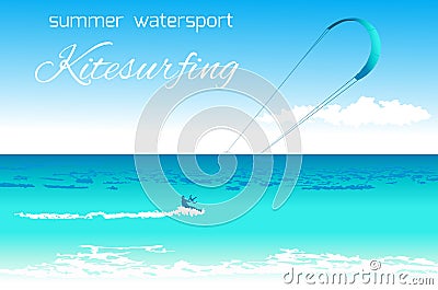 Kitesurfing summer watersport concept Vector Illustration