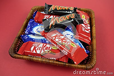 Kitkat, Mars and Milki-way chocolate bars Editorial Stock Photo