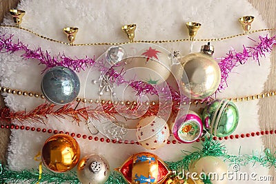 Kitschy Vintage Christmas Decorations Stock Photo