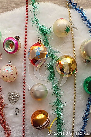 Kitschy Vintage Christmas Decorations Stock Photo