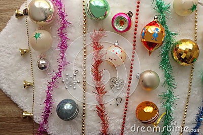 Kitschy Vintage Christmas Decorations Stock Photo