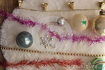 Kitschy Vintage Christmas Decorations Stock Photo