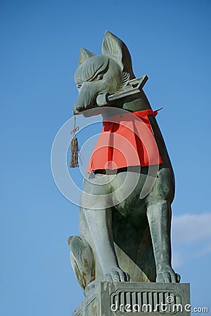 Kitsune Fox at Inari Shrine Stock Photo