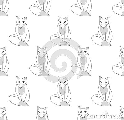 Kitsune Fox on White Background. Vector Illustration Vector Illustration