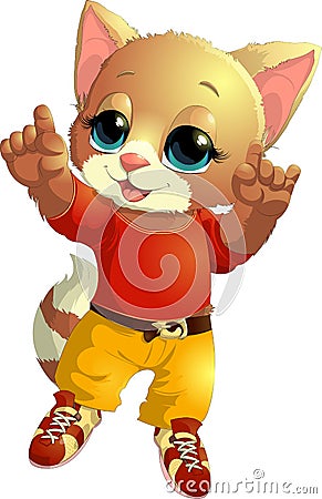 Kitten in clothes Vector Illustration