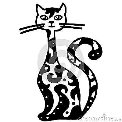 Kitten pattern with long neck Vector Illustration