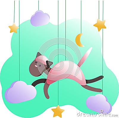 Metric posters-cat for baby room, greeting cards, kids and baby t-shirts and wear, nursery illustration Vector Illustration