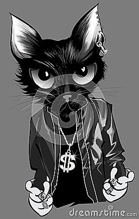 Kitten rapper Vector Illustration