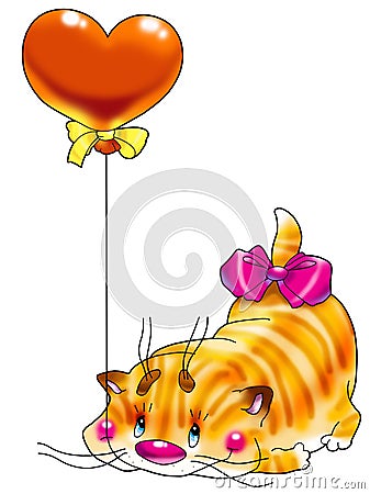 Kitten in a red balloon Stock Photo