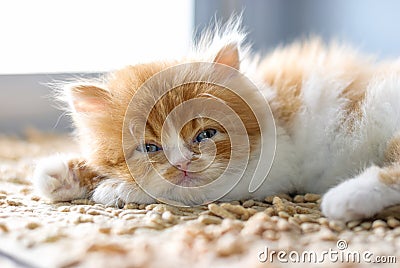 Kitten relax on floor Stock Photo