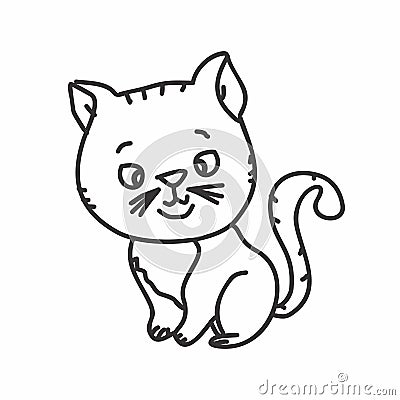 hand drawn cat clipart kitten drawing Vector Illustration