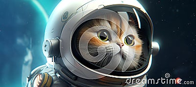 Kitten in spacesuit looking something, AI generative Stock Photo