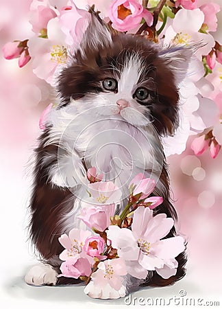 Kitten watercolor painting Stock Photo