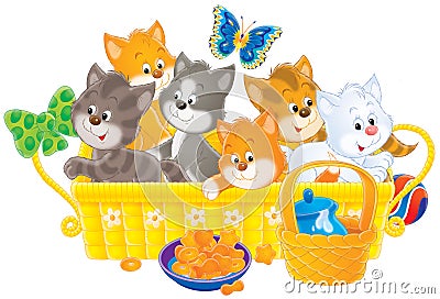 Kittens Cartoon Illustration