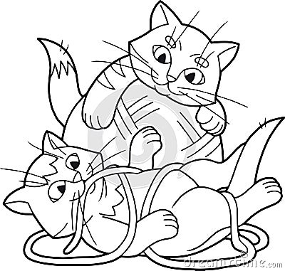 Kittens having fun playing Vector Illustration