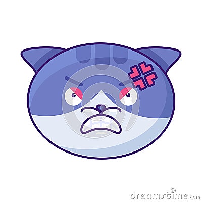 Kitty angry reaction expression face emoji vector Vector Illustration