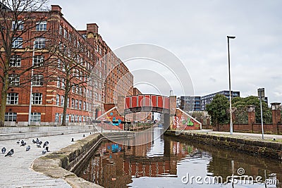 Kitty Footbridge over Rochdale canal Stock Photo