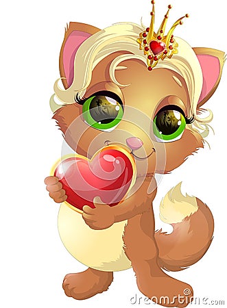 Kitty princess with decorations Vector Illustration