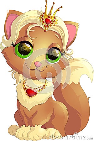 Kitty princess with decorations Vector Illustration