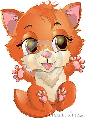 Kitty princess with decorations Vector Illustration