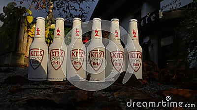 Kitz Beer, pack of 6 bottles, outdoors Editorial Stock Photo