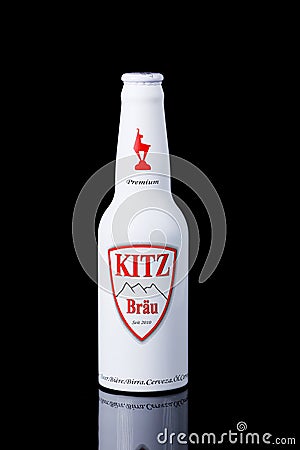 Kitz Beer, bottle of beer on black background Editorial Stock Photo