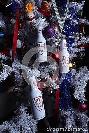 Kitz beer and christmas tree Editorial Stock Photo