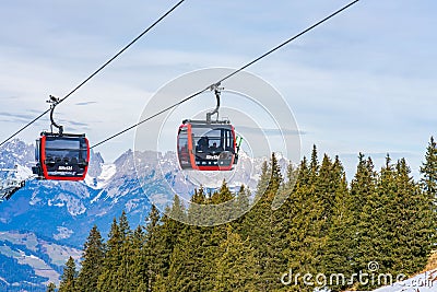 Mountain cable car in Kitzbuhel, Austria Editorial Stock Photo