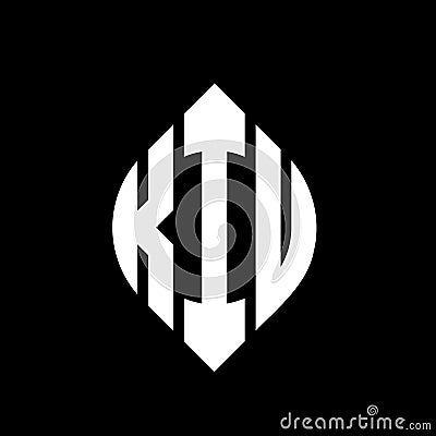 KIU circle letter logo design with circle and ellipse shape. KIU ellipse letters with typographic style. The three initials form a Vector Illustration