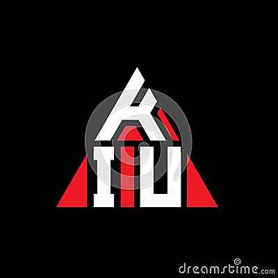 KIU triangle letter logo design with triangle shape. KIU triangle logo design monogram. KIU triangle vector logo template with red Vector Illustration