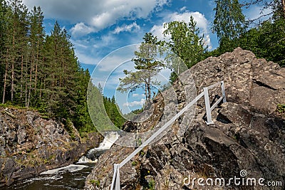 Kivach Falls in the late summer, Karelia Stock Photo
