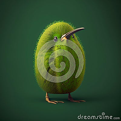 Kiwi bird illustration stilyzed kiwi fruit on a green background Cartoon Illustration