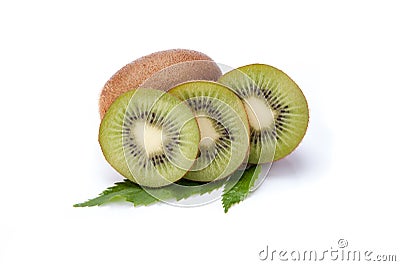 Kiwi fruit isolated on white background, macro Stock Photo