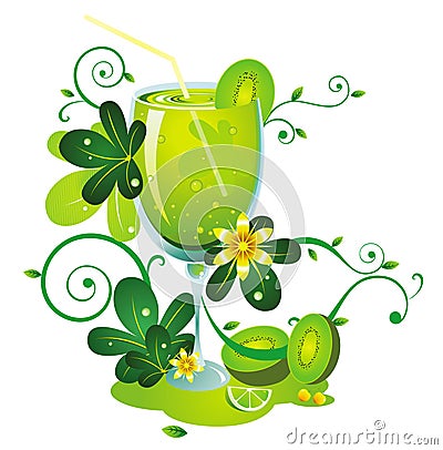 Kiwi fruit juice Vector Illustration