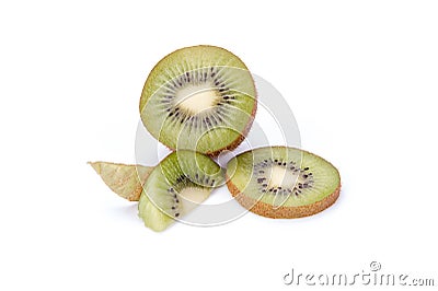 Kiwi fruit sliced segments isolated on white background Stock Photo