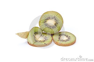 Kiwi fruit sliced segments isolated on white background cutout Stock Photo