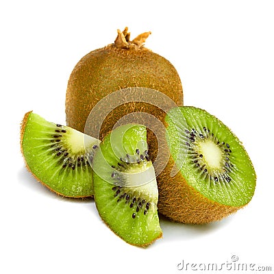 Kiwi fruit slices isolated on white background Stock Photo